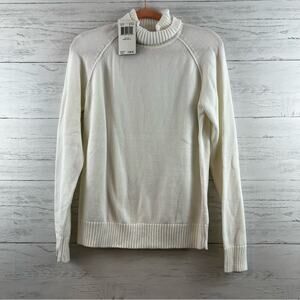 Jeanne Pierre White Turtle Neck Pullover Sweater Size L